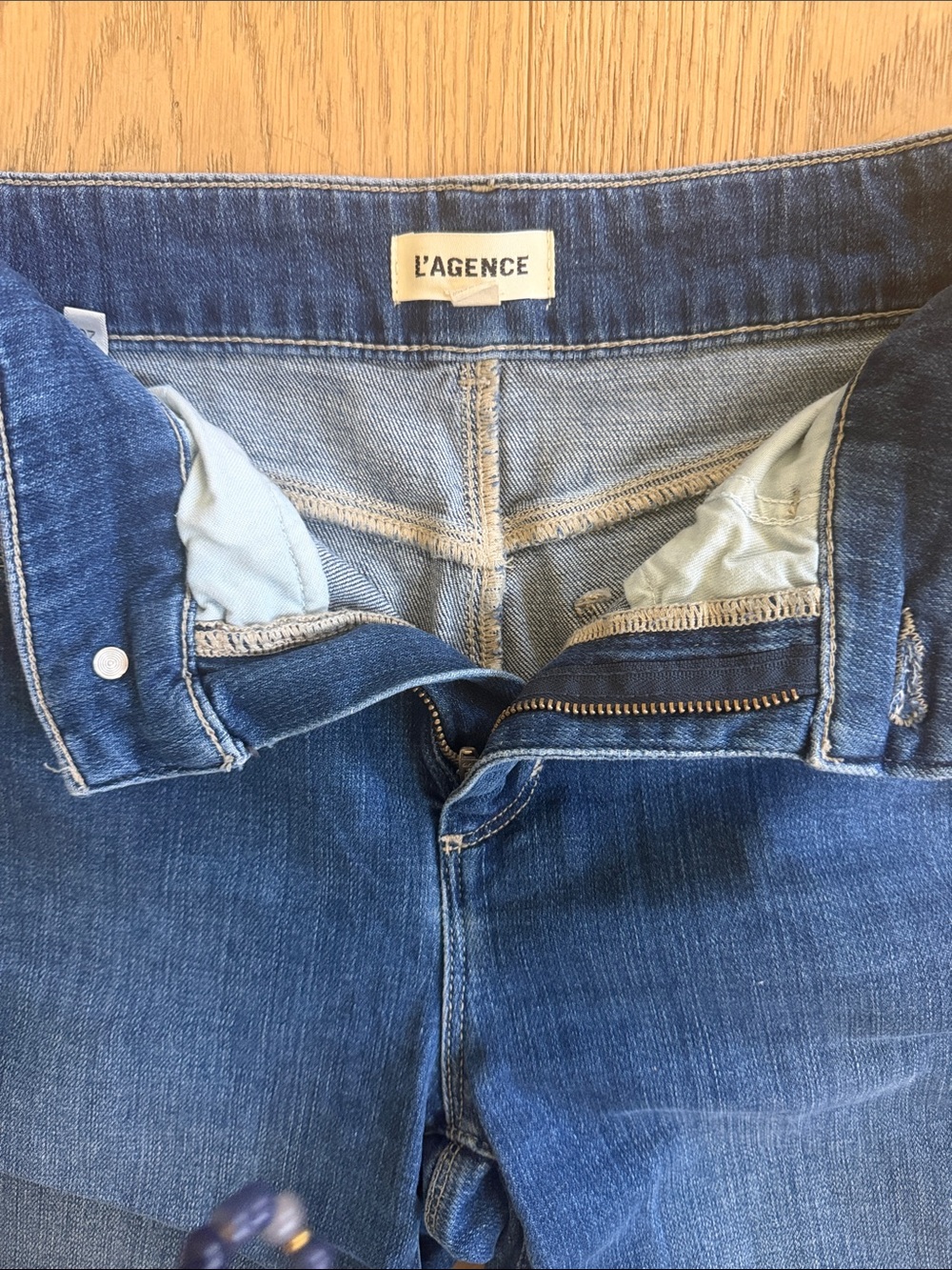 L'AGENCE Women's Ultra High Rise Wide Leg Dark Blue Jeans